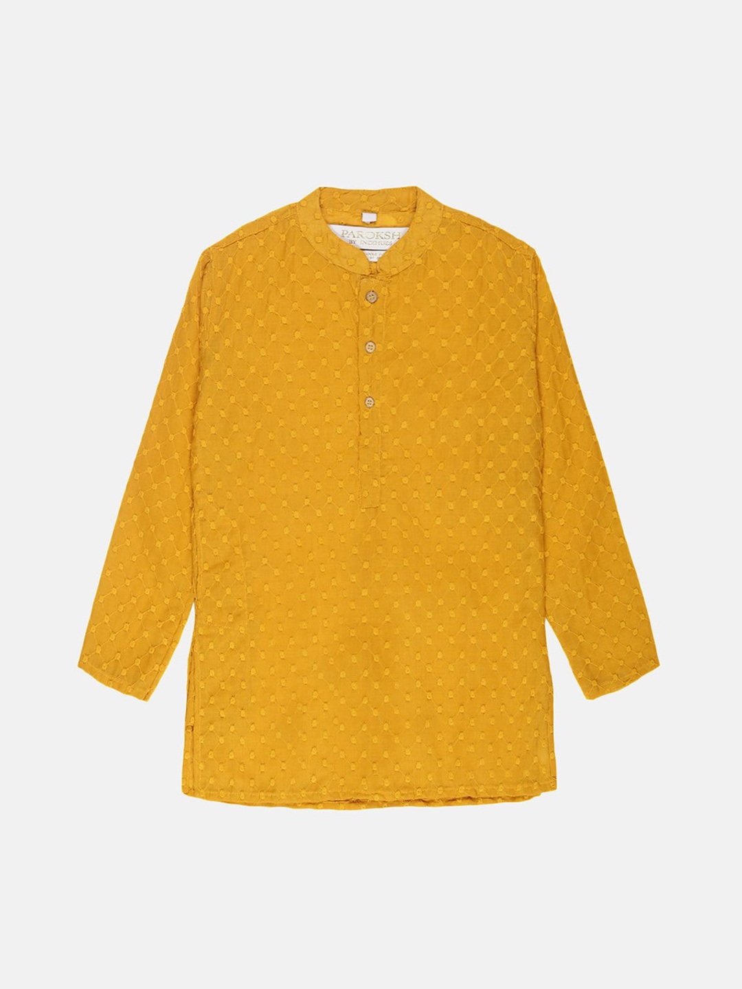 

PAROKSH Boys Thread Work Grandeur Handloom Kurta, Mustard