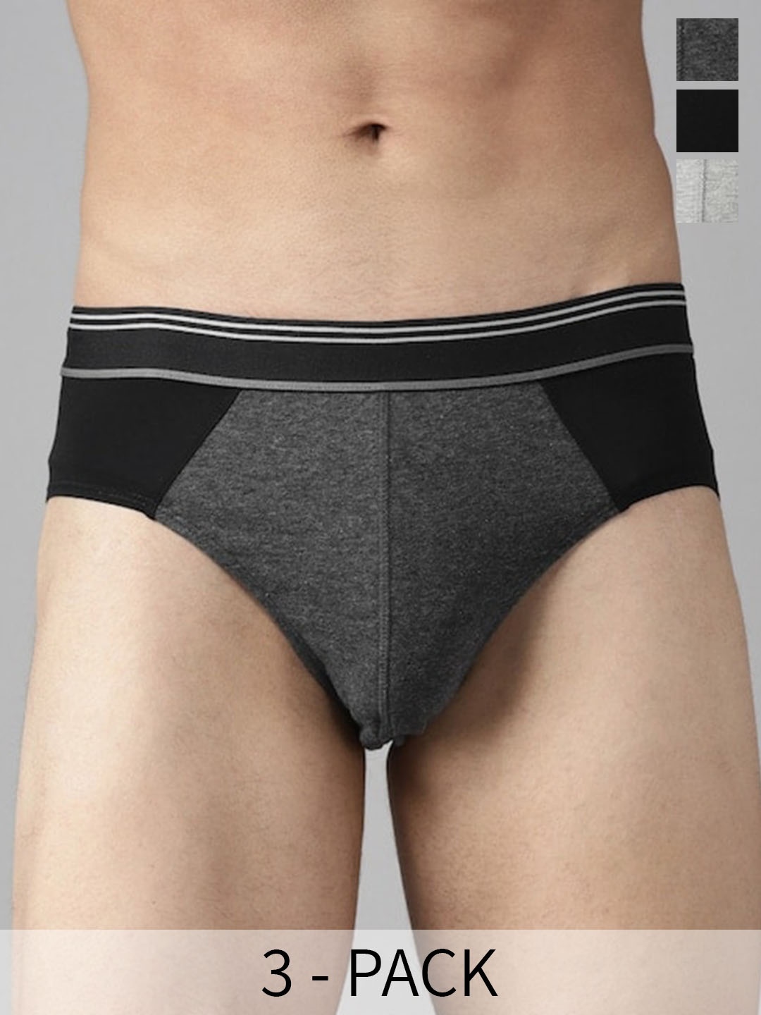 

Roadster Men Lifestyle Co Pack of 3 Colorblocked Cotton Outer-Elastic Briefs RD-B-75-p3-NG, White