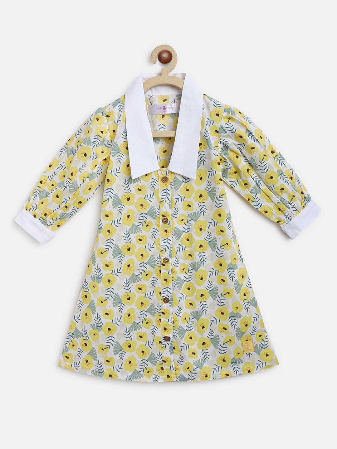 

TALES & STORIES Floral Print A-Line Dress, Yellow