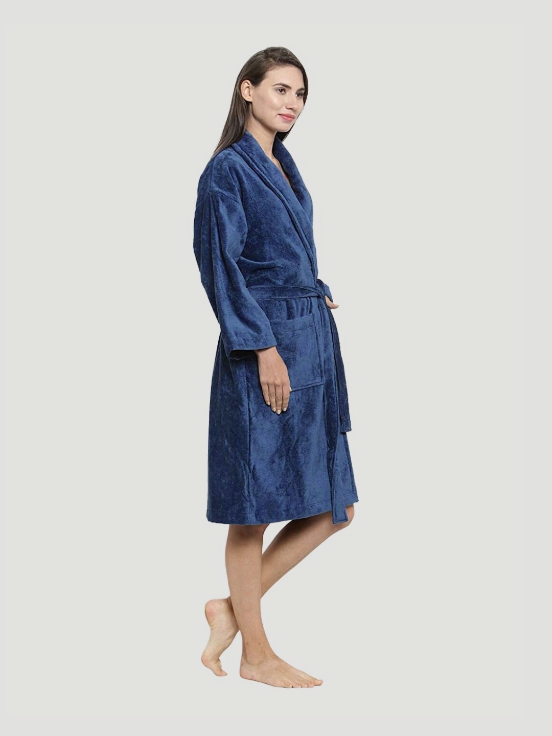 

MYTRIDENT Women Blue Cotton Bath Robe