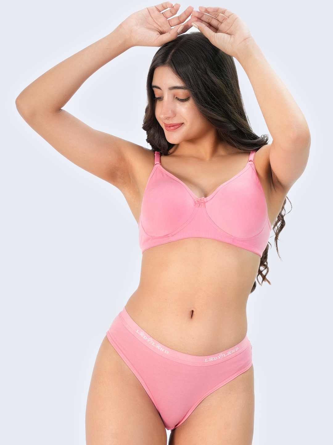 

LADYLAND Women Solid Lingerie Set, Peach