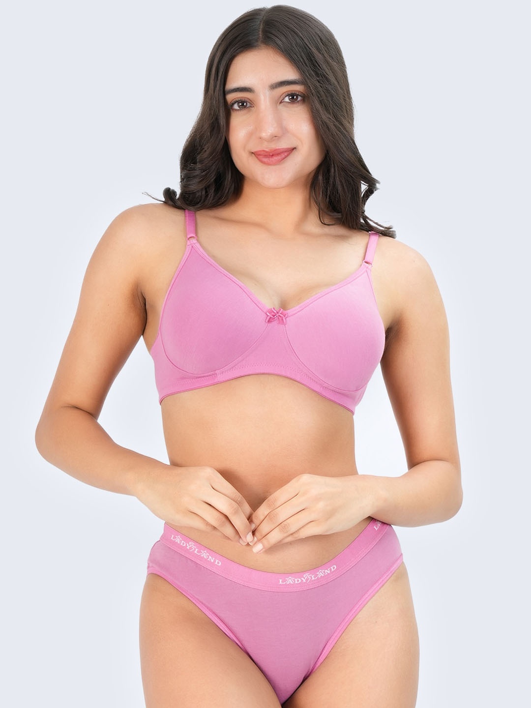 

LADYLAND Women Solid Lingerie Set, Pink