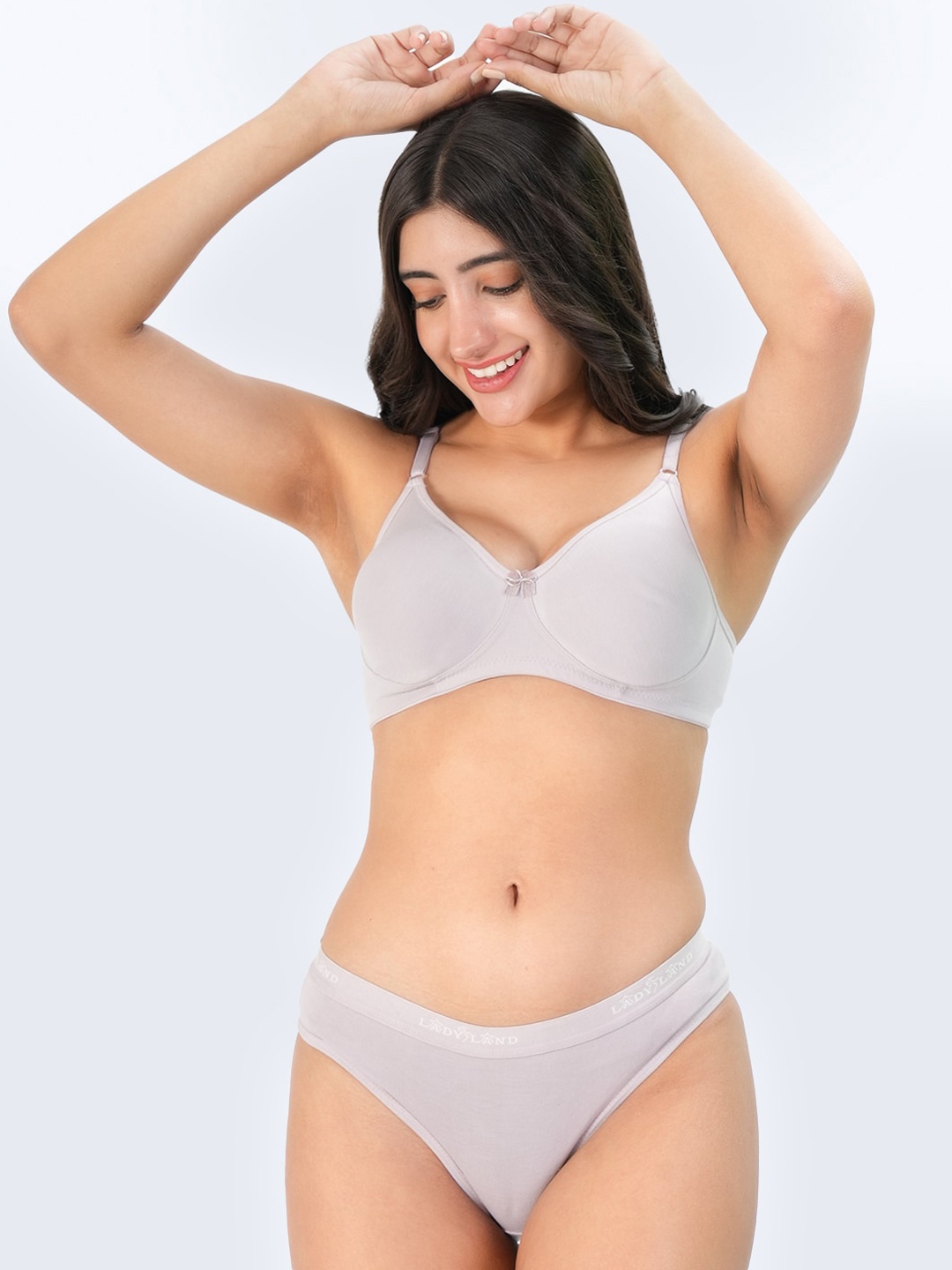 

LADYLAND Non Padded Cotton Lingerie Set, Grey