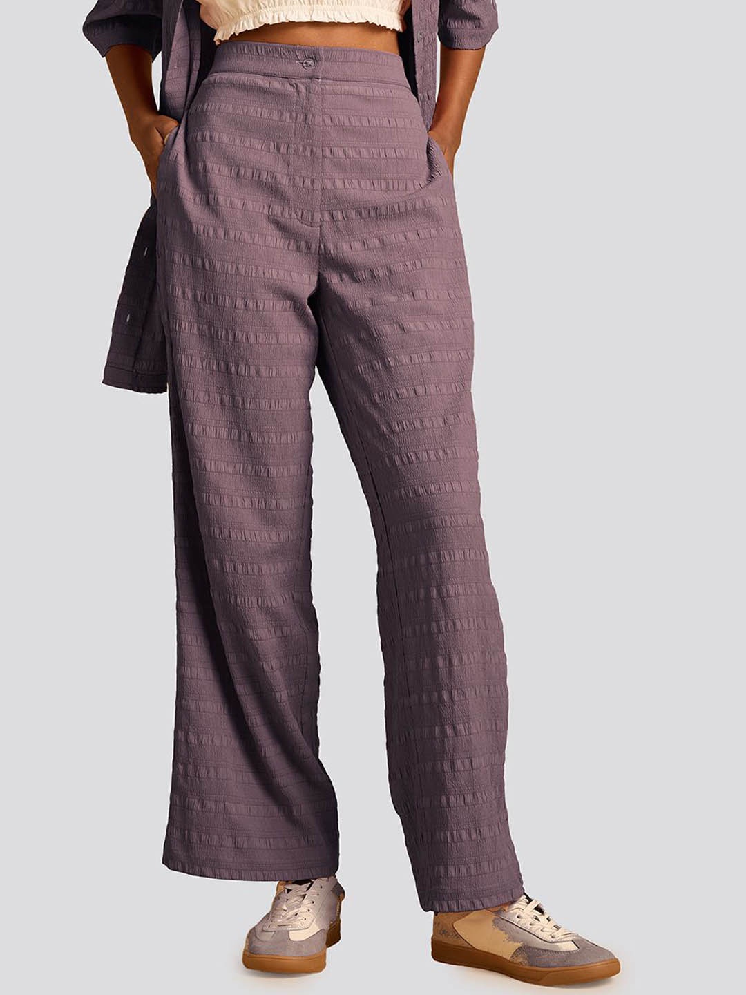 

Muvazo Women Comfort Wrinkle Free Trousers, Lavender