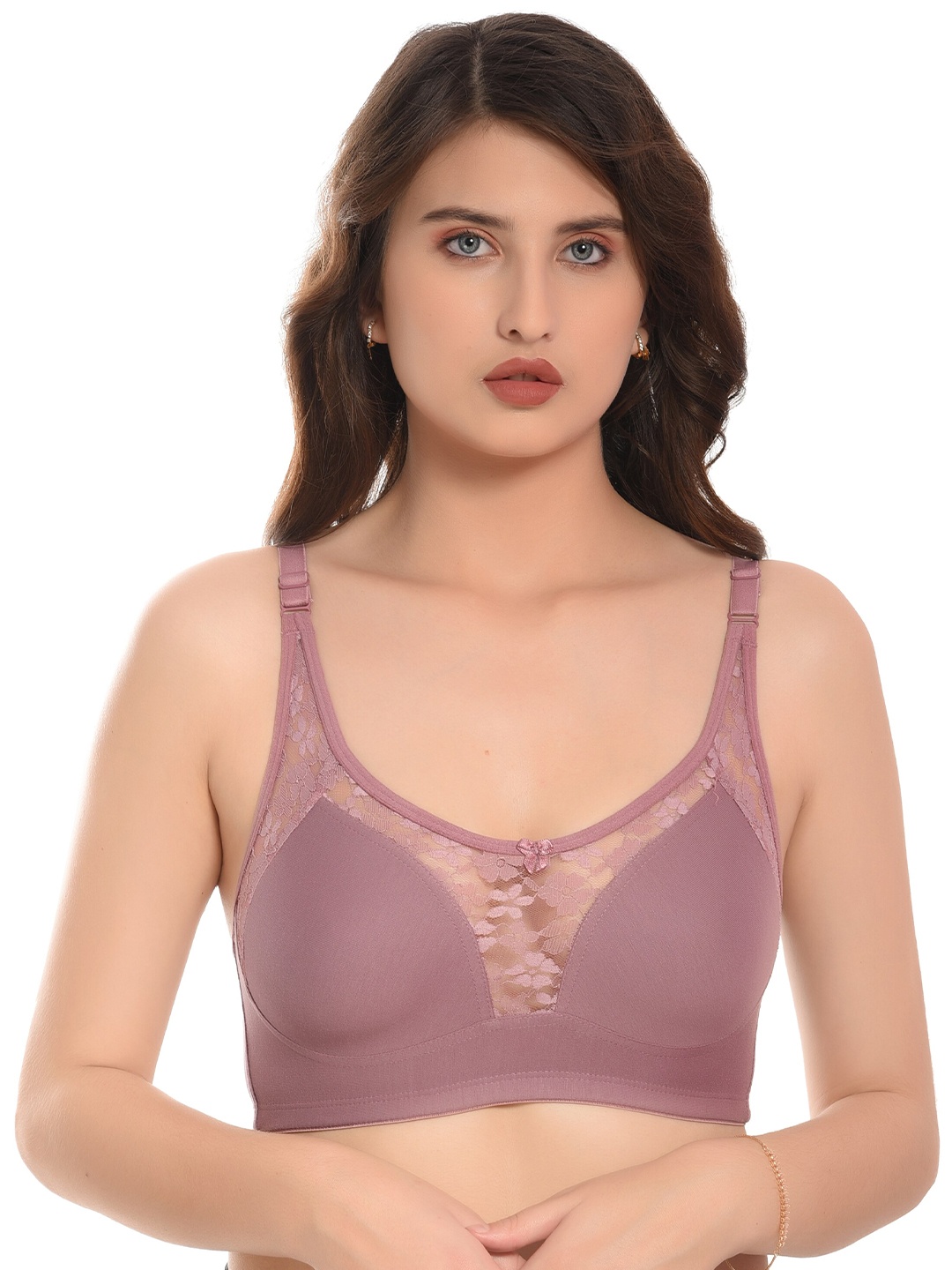 

elina Solid Full Coverage Non Padded Minimizer Bra, Purple