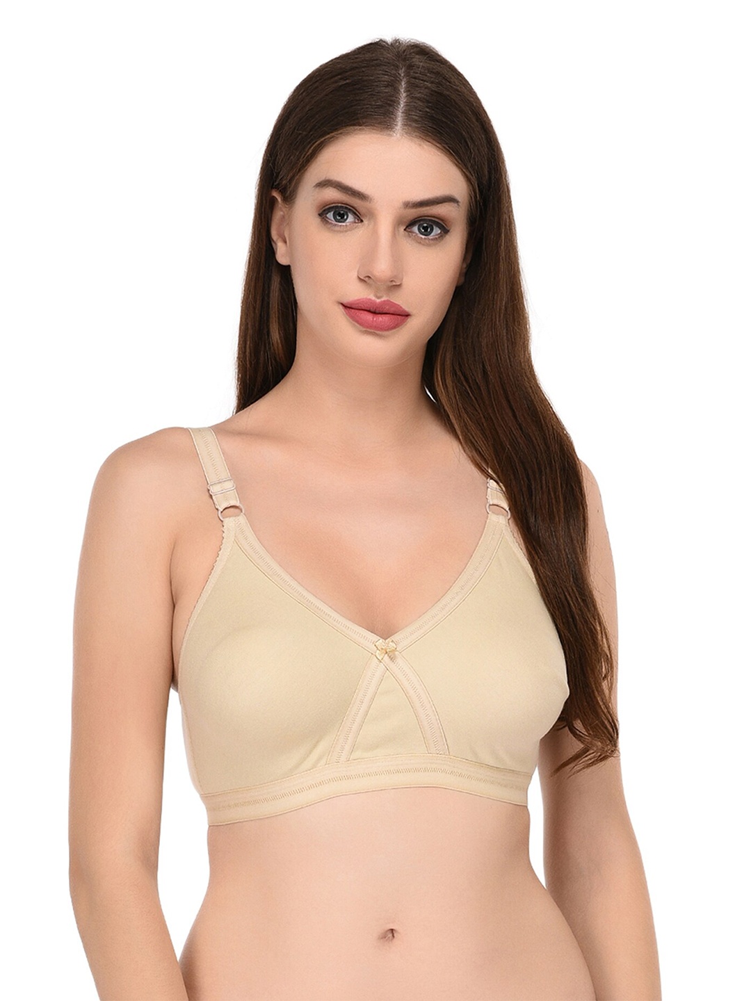 

elina Solid Full Coverage Non Padded T-shirt Bra, Beige