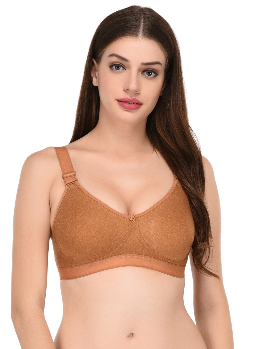 

elina Women Solid Full Coverage Non Padded Bra, Brown