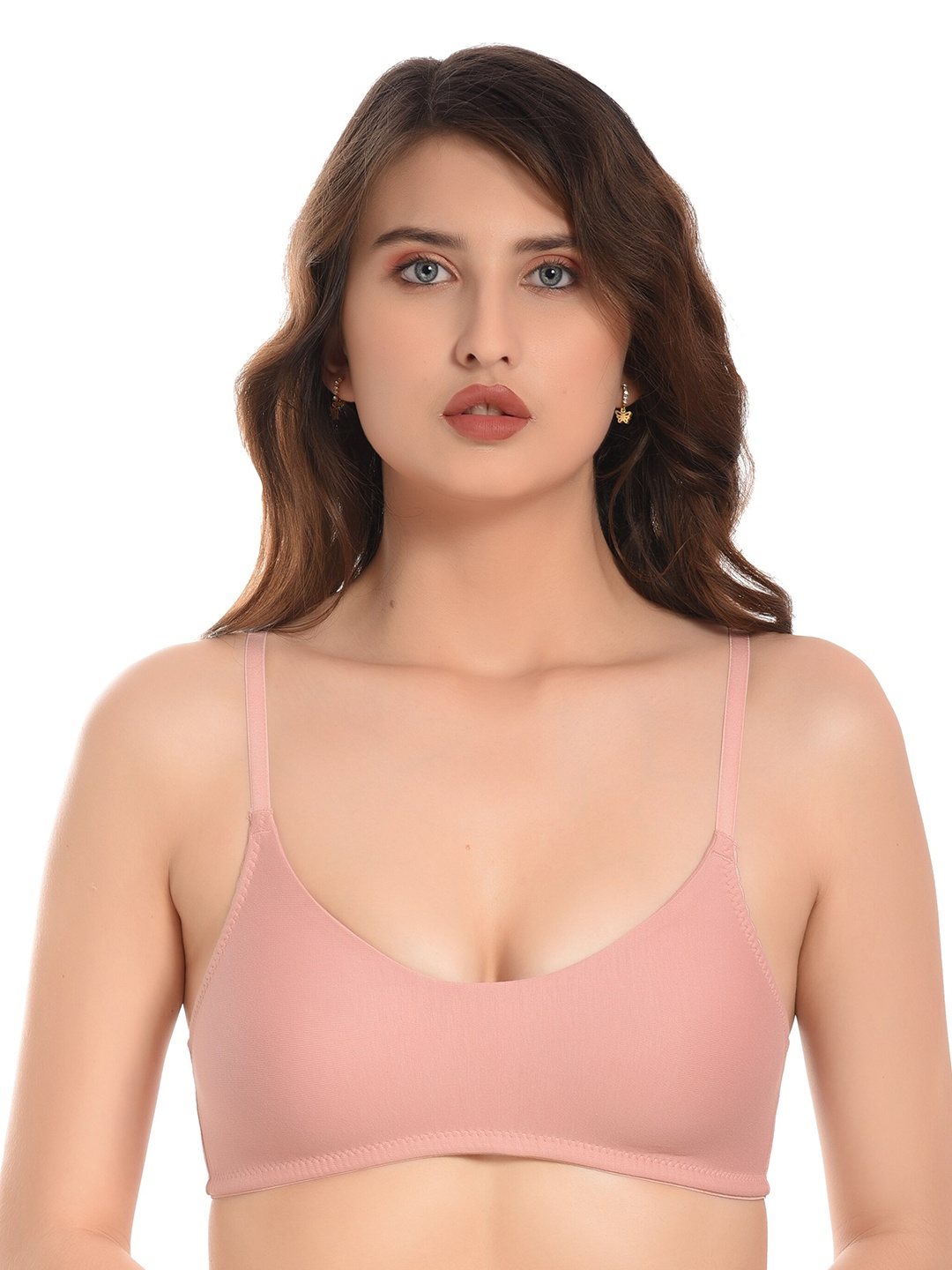 

elina Women Solid Full Coverage Non Padded Anti Microbial Bra, Peach