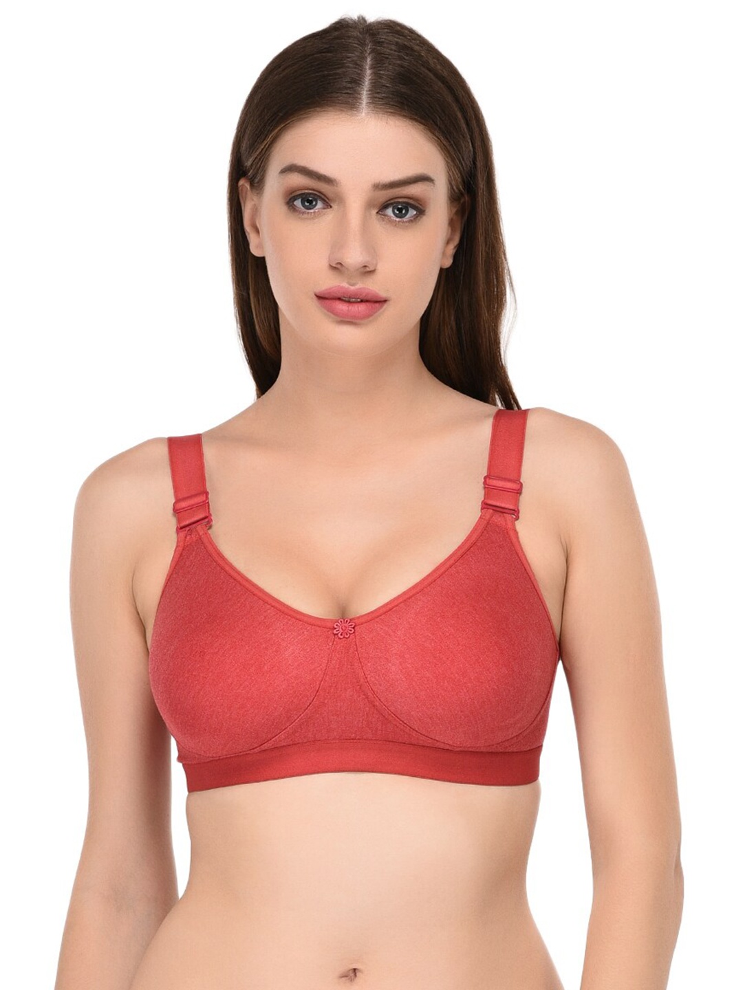 

elina Solid Full Coverage Non Padded Cotton Minimizer Bra, Peach