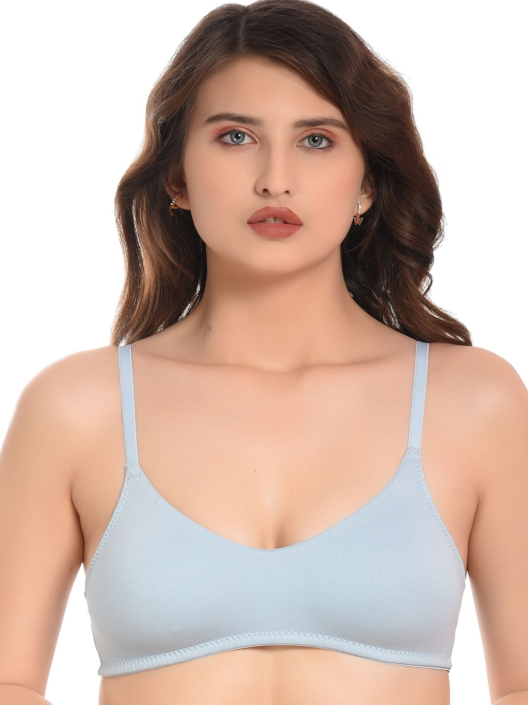 

elina Solid Full Coverage Non Padded Cotton T-shirt Bra, Turquoise blue