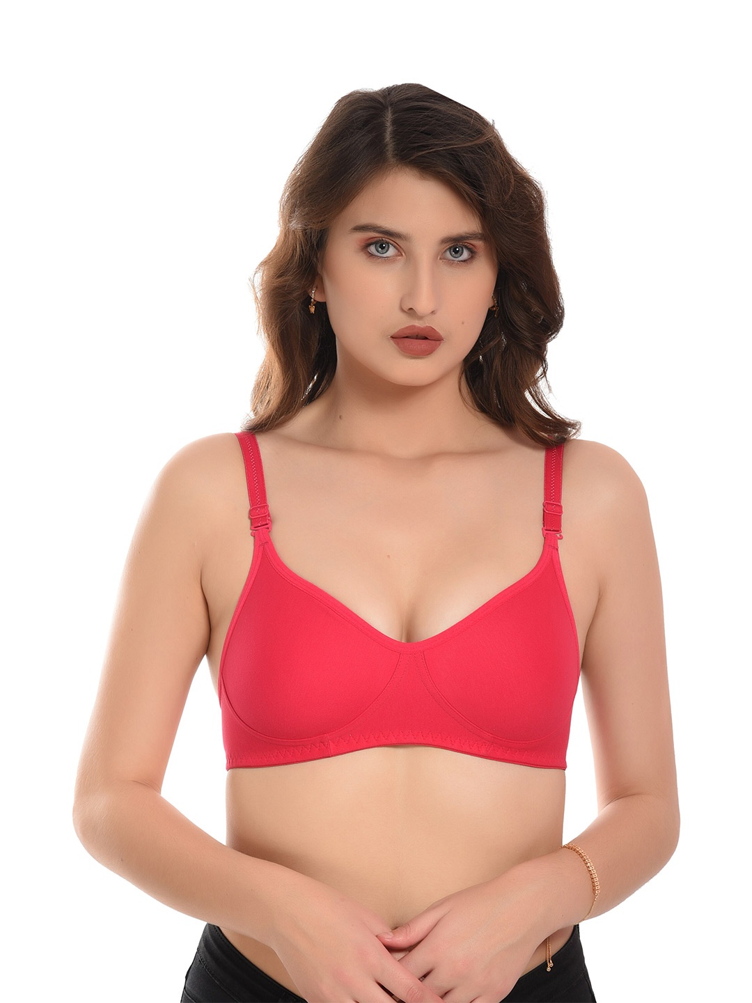 

elina Solid Full Coverage Non Padded Cotton T-shirt Bra, Pink