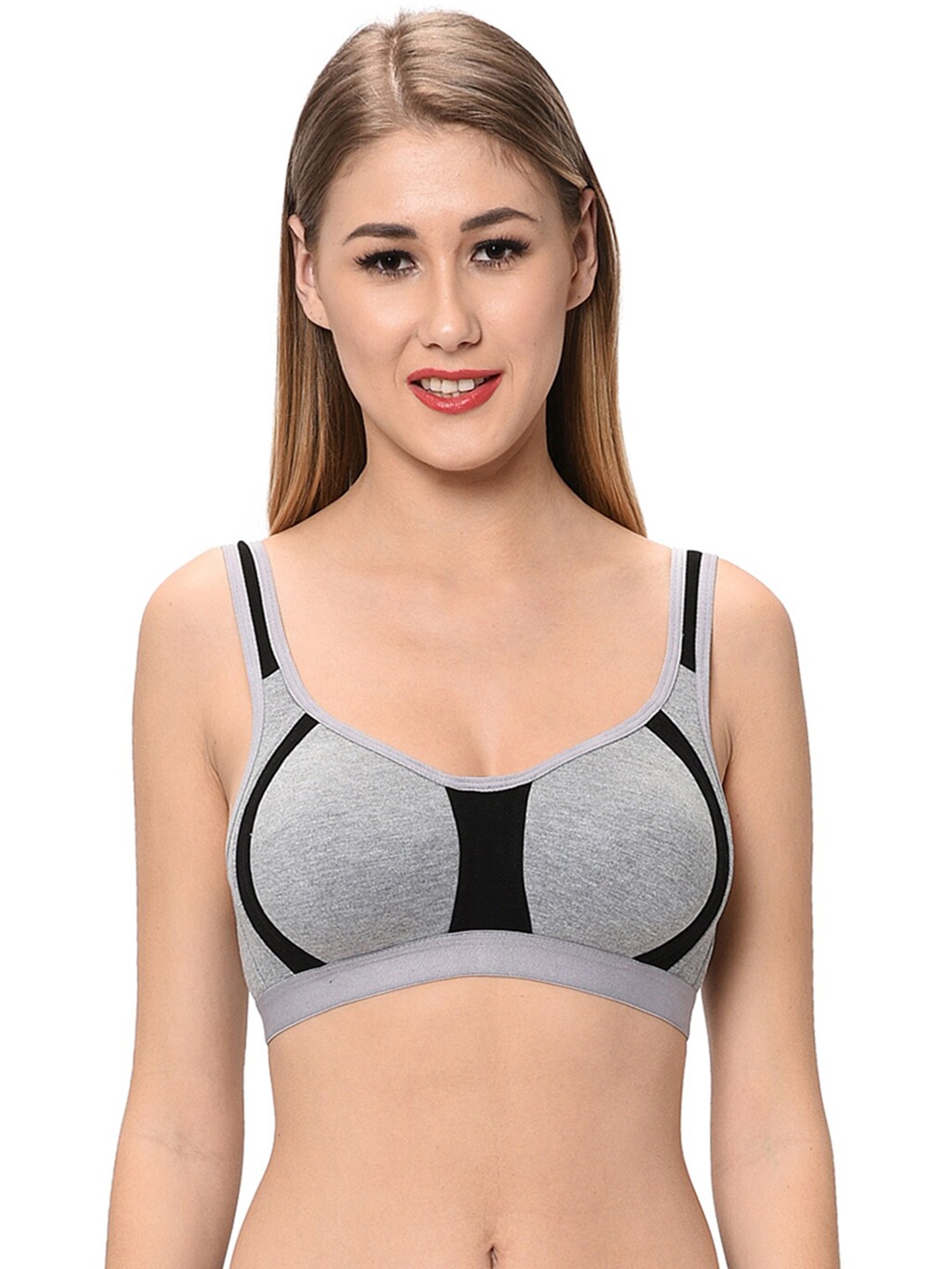 

elina Women Full Coverage Non-Wired Solid Bra, Grey