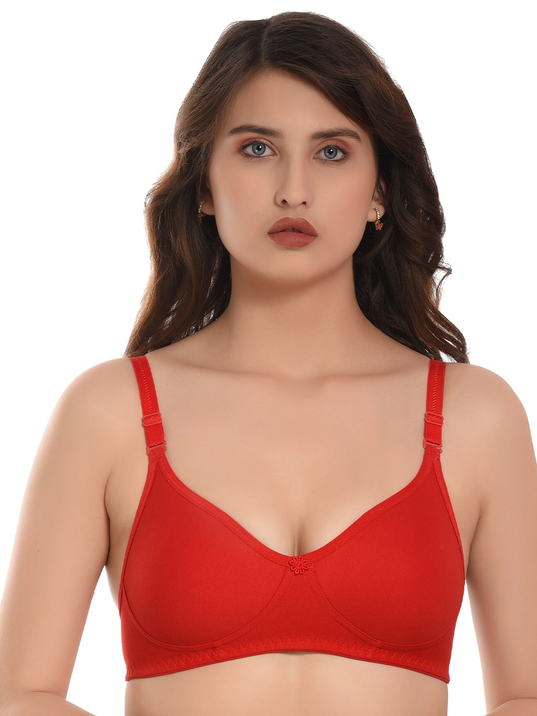 

elina Solid Full Coverage Non Padded T-shirt Bra, Red