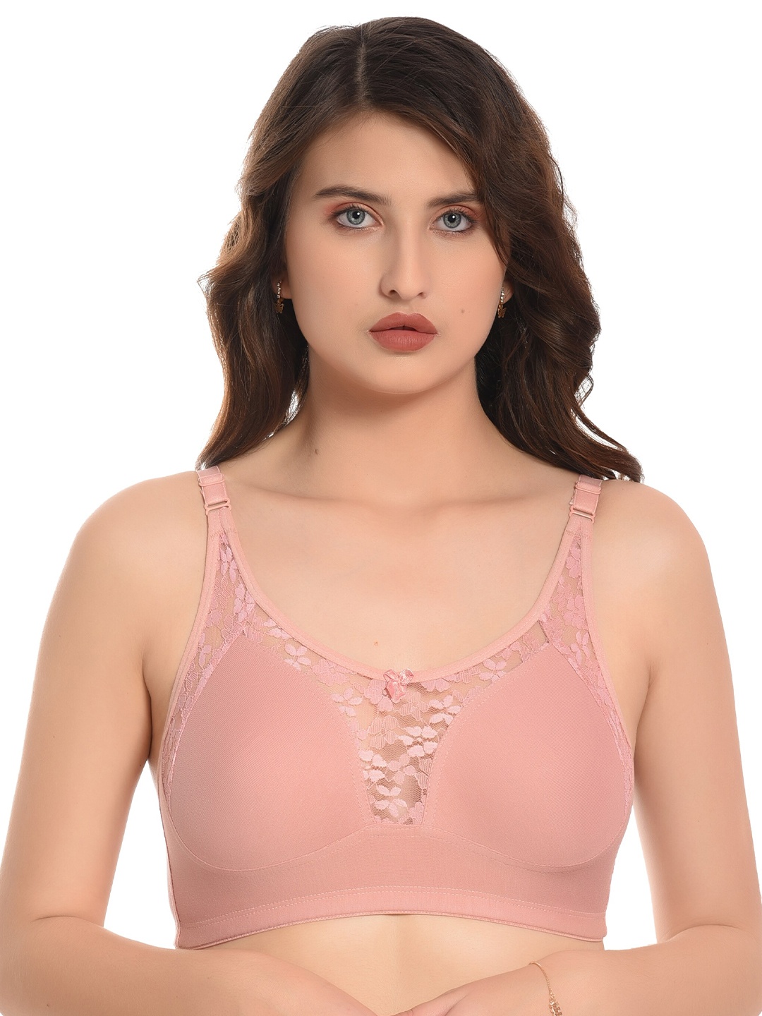 

elina Solid Full Coverage Non Padded Minimizer Bra, Peach