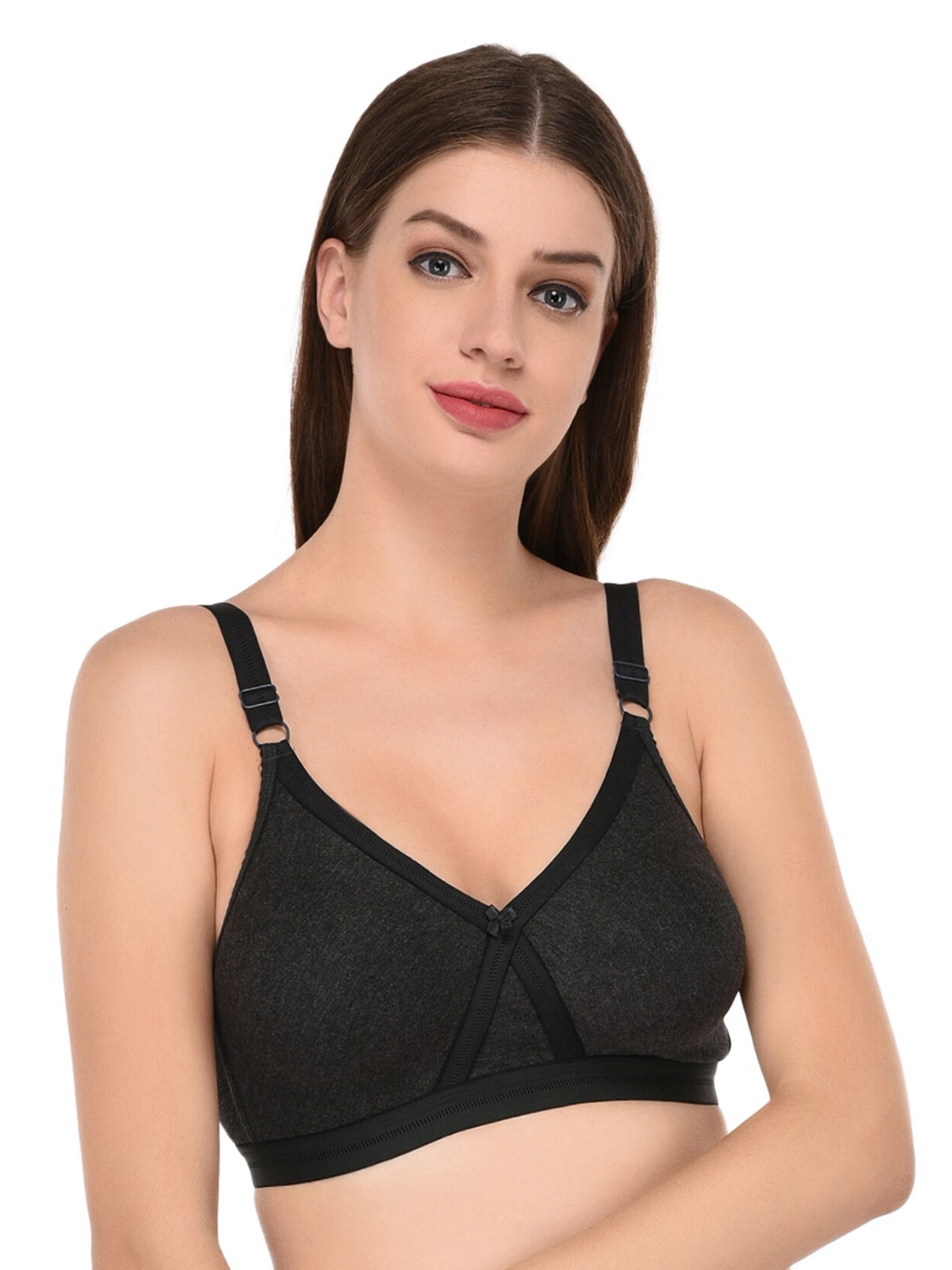 

elina Solid Full Coverage Non Padded Cotton Minimizer Bra, Black