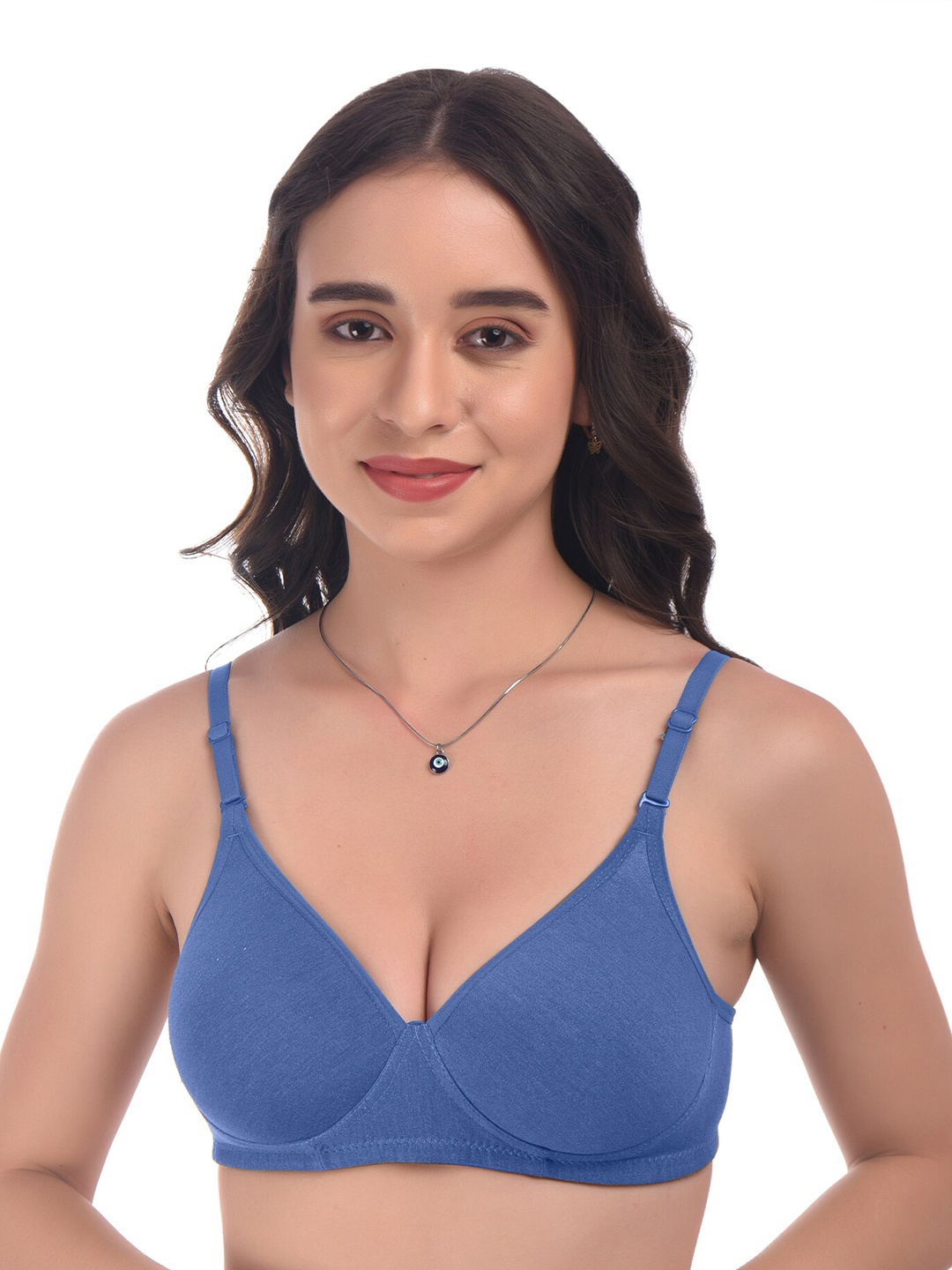 

elina Solid Full Coverage Heavily Padded Cotton T-shirt Bra, Blue