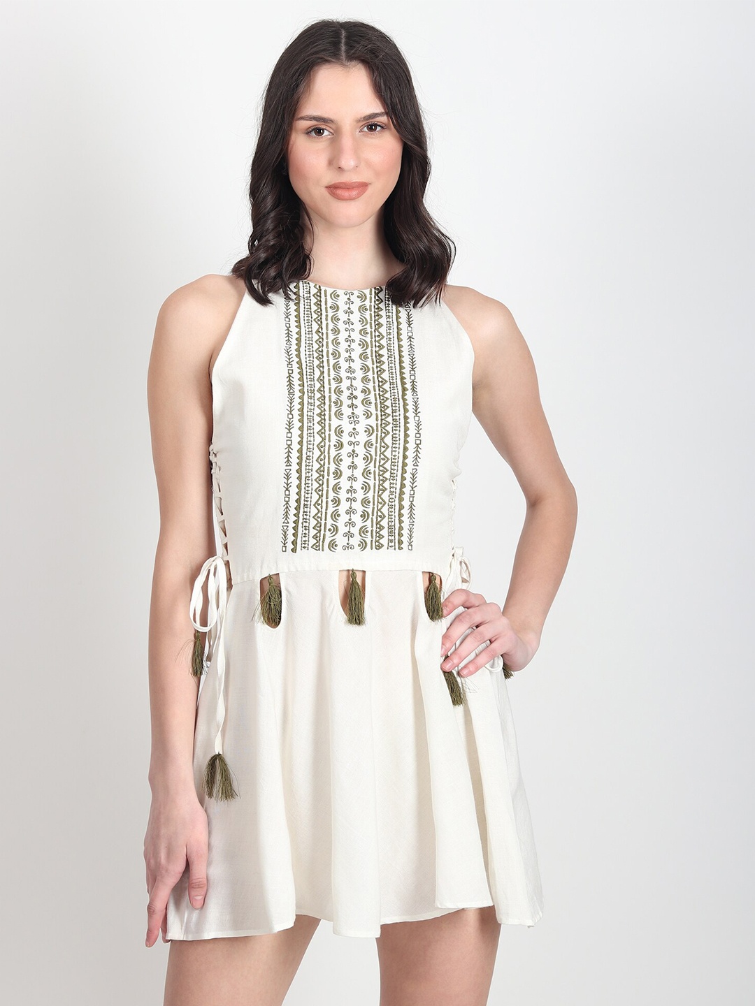 

Art Avenue Embroidered Cotton Fit & Flare Mini Dress, White