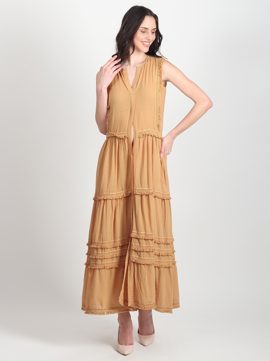 

Art Avenue V-Neck Cotton Maxi Dress, Mustard