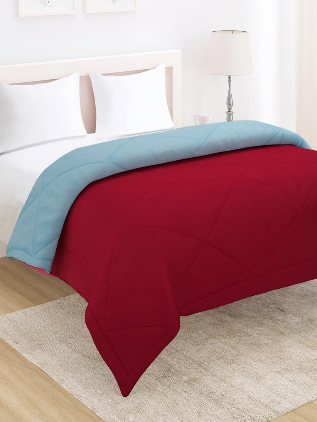 

HOKIPO Red & Blue AC Room 220 GSM Reversible Double Bed Comforter
