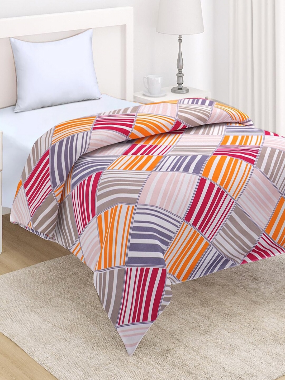 

HOKIPO Red & Yellow Ethnic Motifs Microfiber AC Room 210 GSM Single Bed Comforter