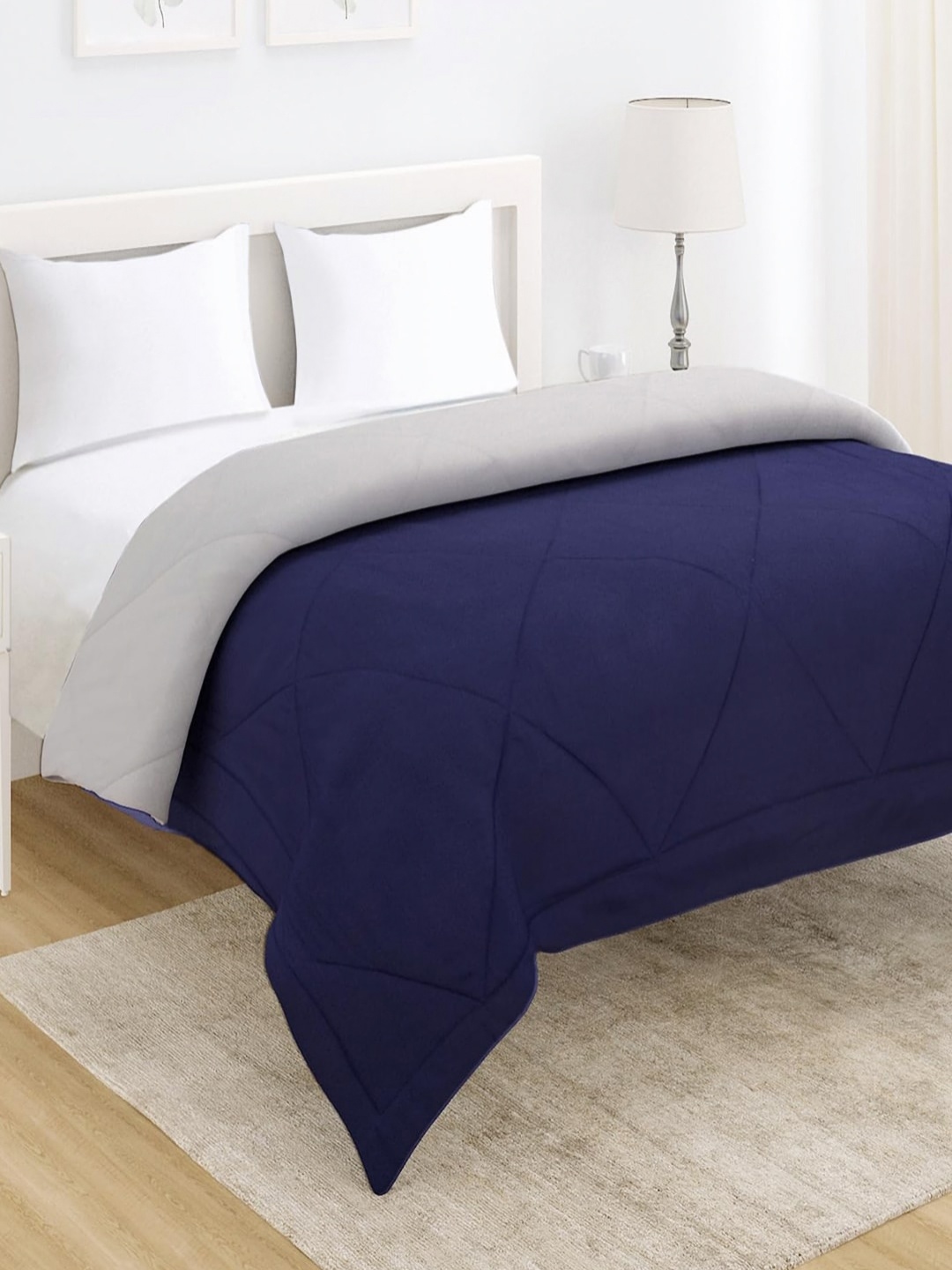 

HOKIPO Blue & Grey Microfiber AC Room 210 GSM Double Bed Comforter