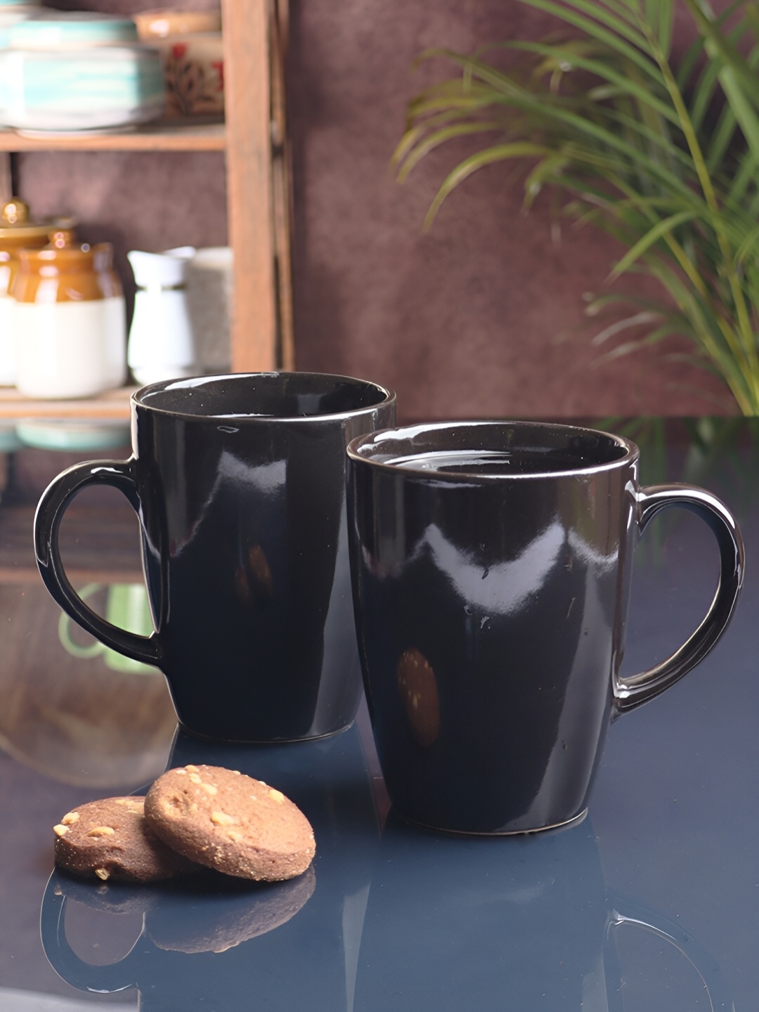 

Aura Black 2 Pieces Ceramic Glossy Mugs 250 ml