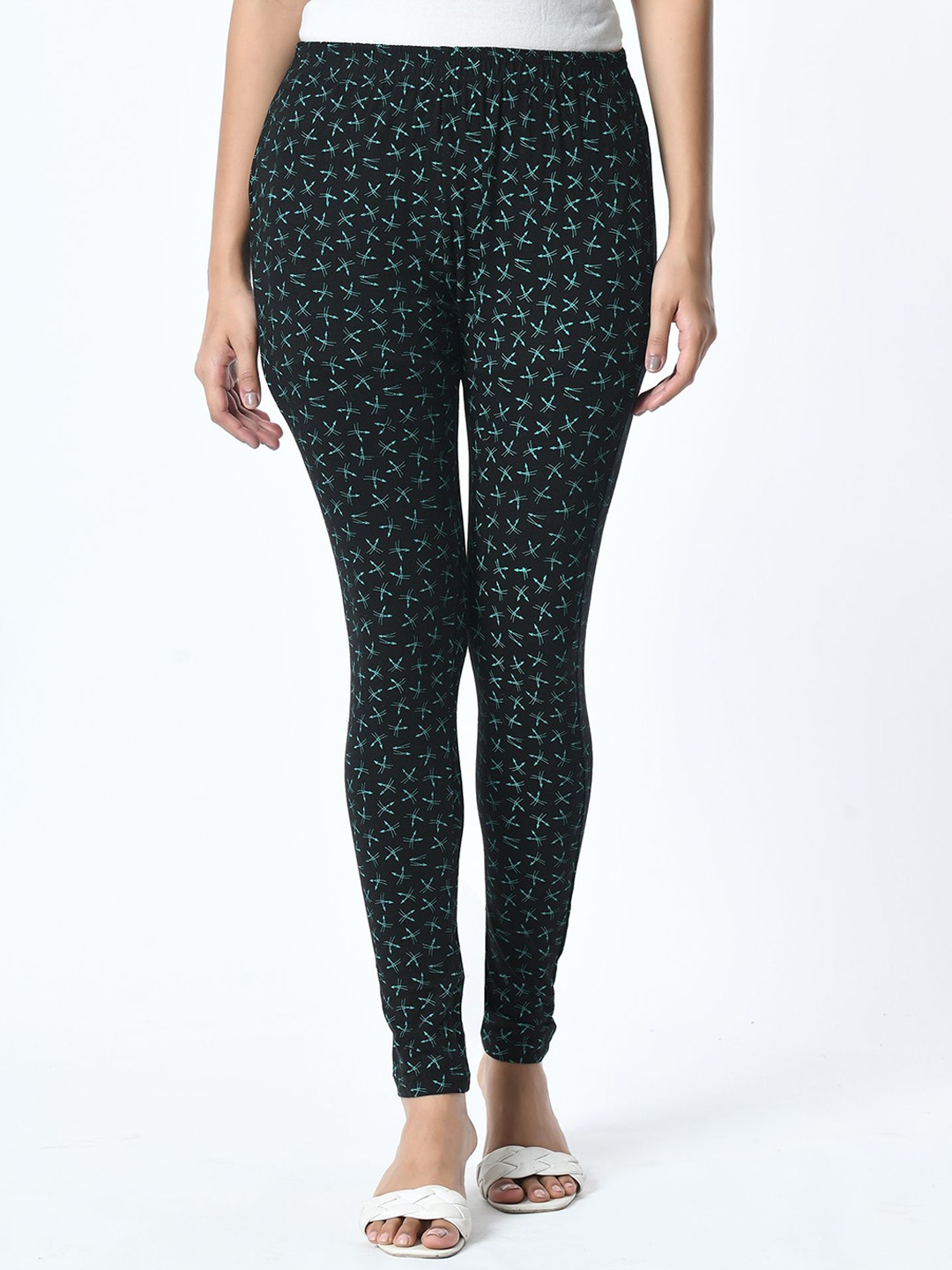 

BAESD Printed Slim Fit Pure Cotton Ankle Length Leggings, Black