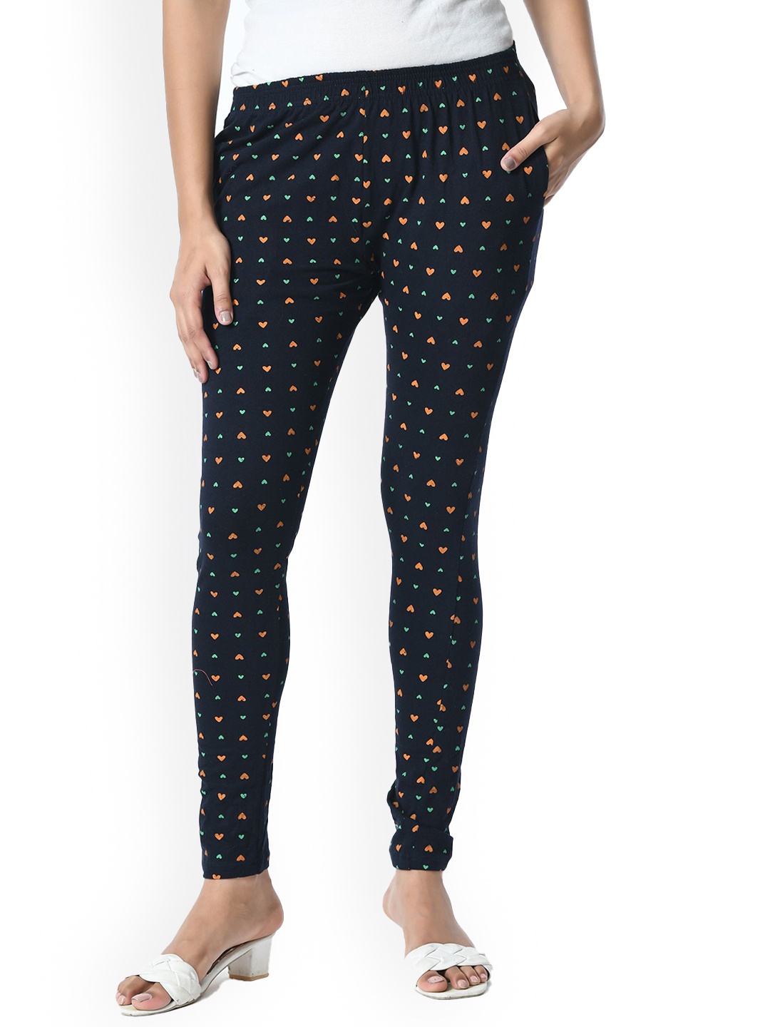 

BAESD Women Printed Slim Fit Pure Cotton Ankle Length Leggings, Black