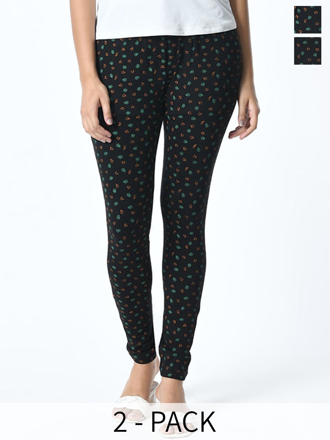 

BAESD Printed Slim Fit Pure Cotton Ankle Length Leggings, Black