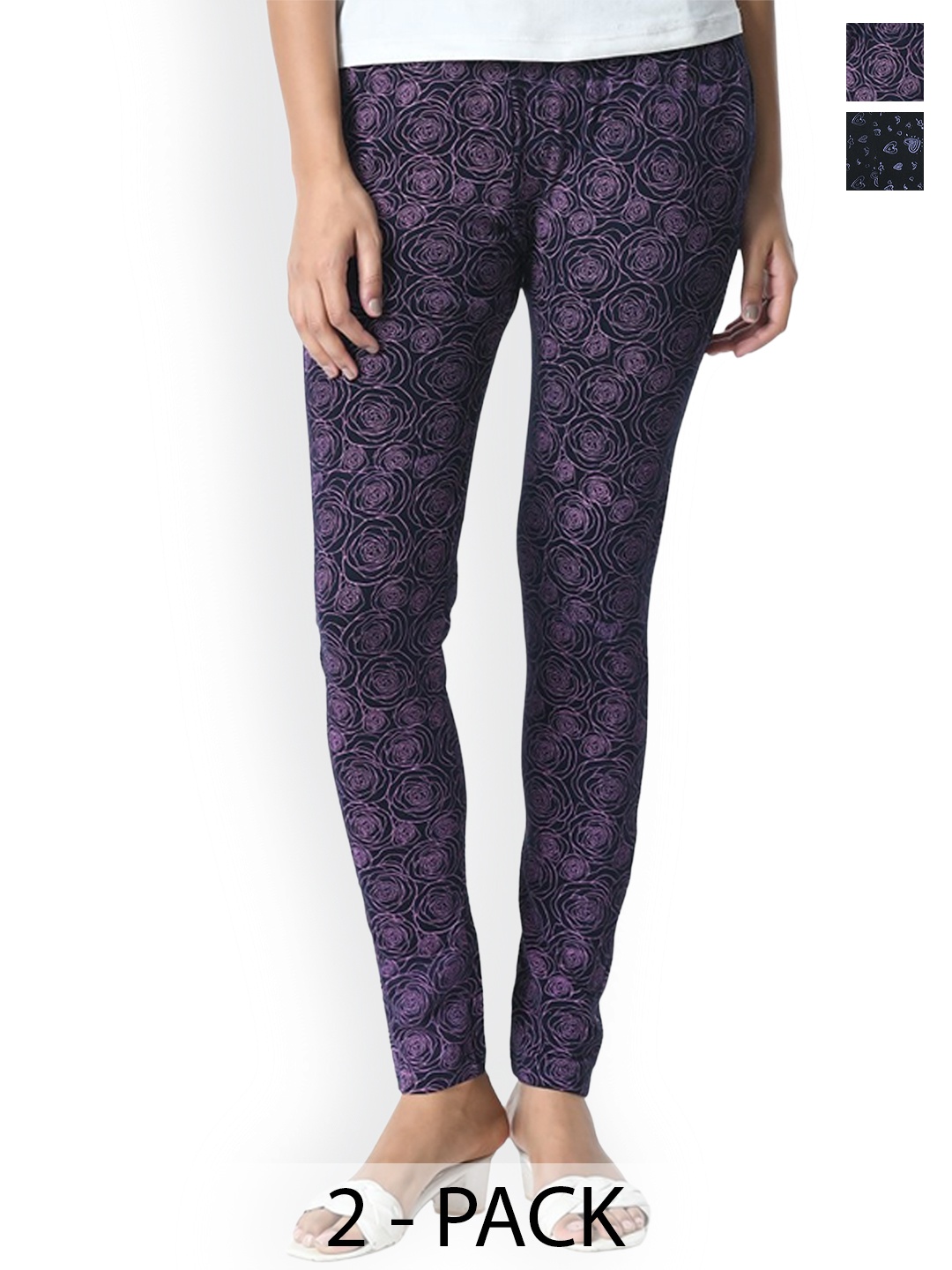 

BAESD Pack Of 2 Printed Slim Fit Pure Cotton Ankle Length Leggings, Multi