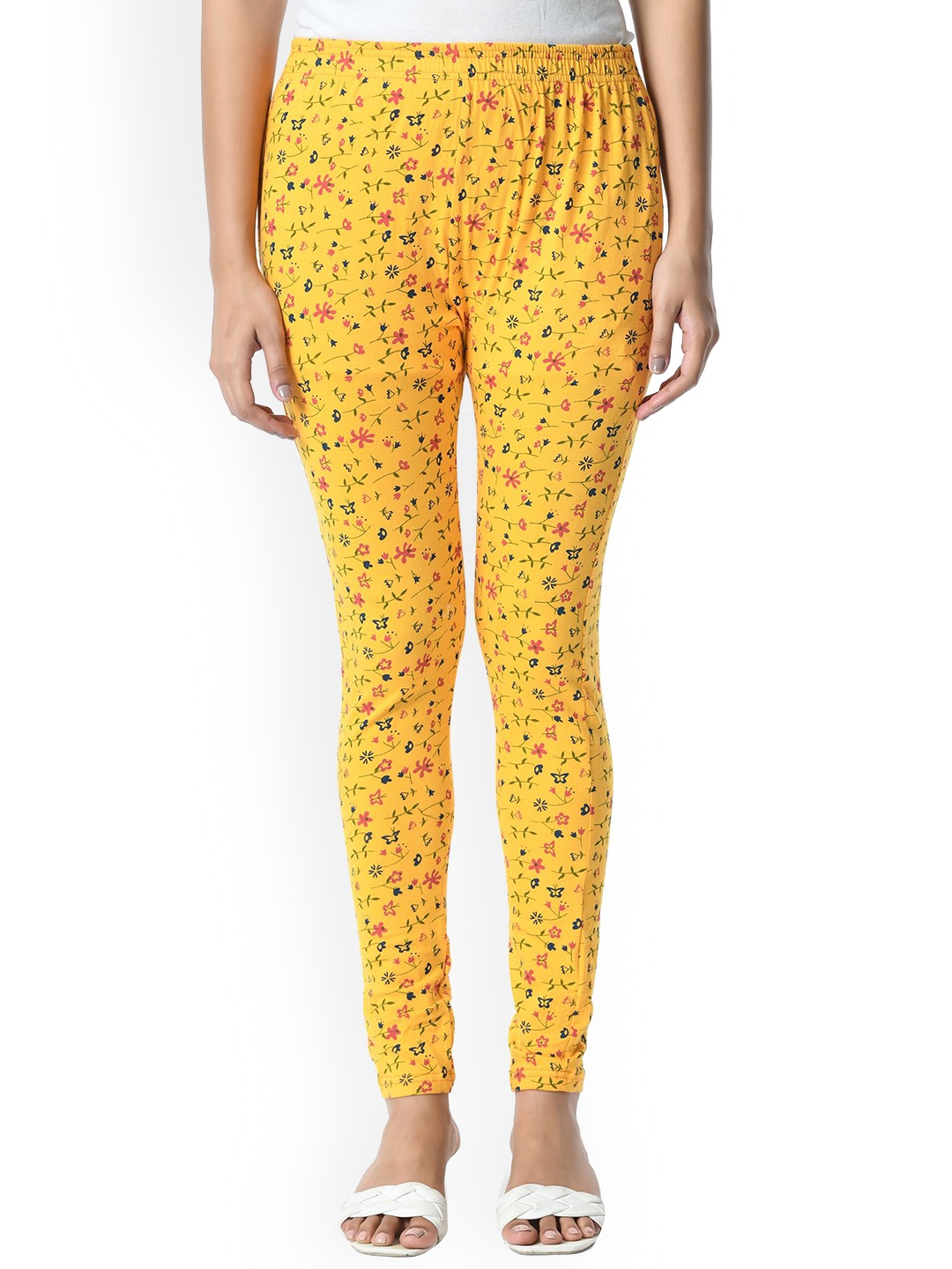 

BAESD Printed Slim Fit Pure Cotton Ankle Length Leggings, Yellow