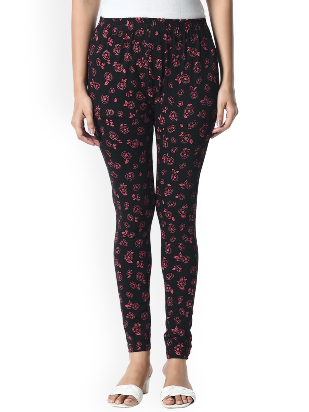 

BAESD Printed Slim Fit Pure Cotton Ankle Length Leggings, Maroon