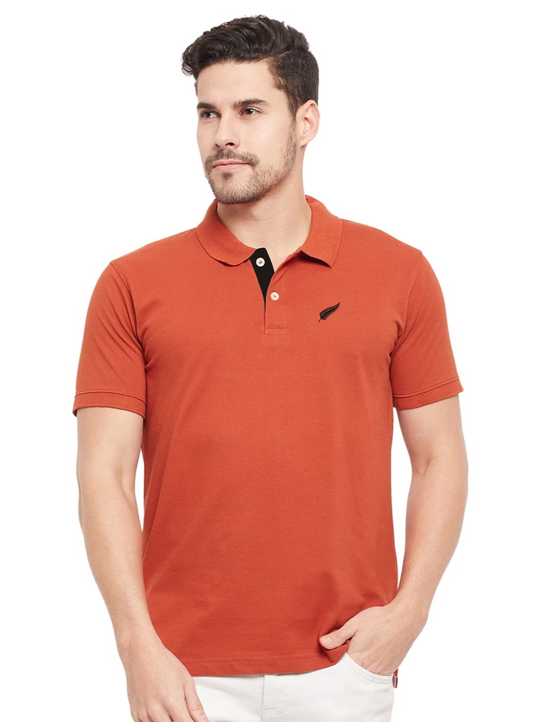 

Polo Plus Men Polo Collar Bio Finish T-shirt, Rust