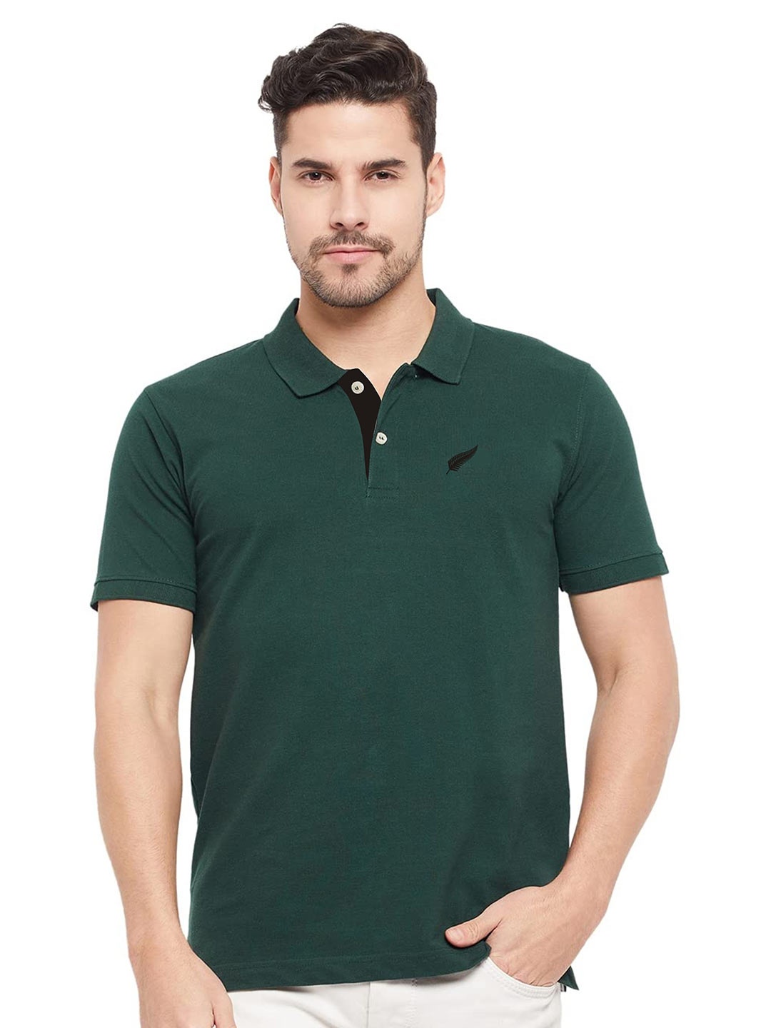 

Polo Plus Men Polo Collar Bio Finish T-shirt, Green