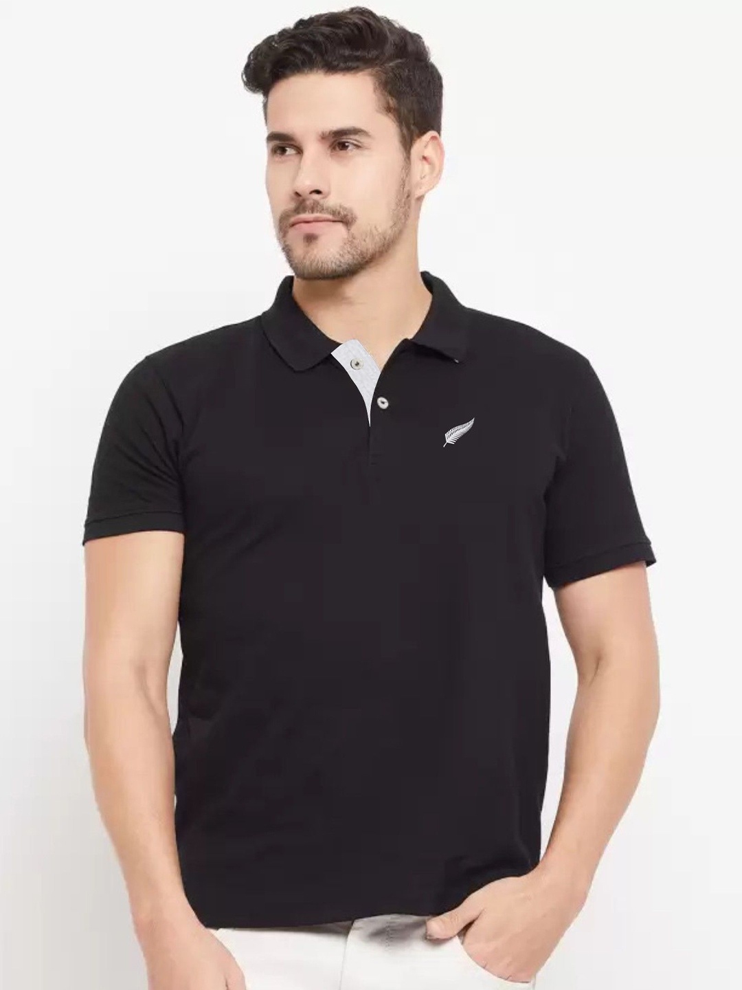 

Polo Plus Men Polo Collar Bio Finish T-shirt, Black