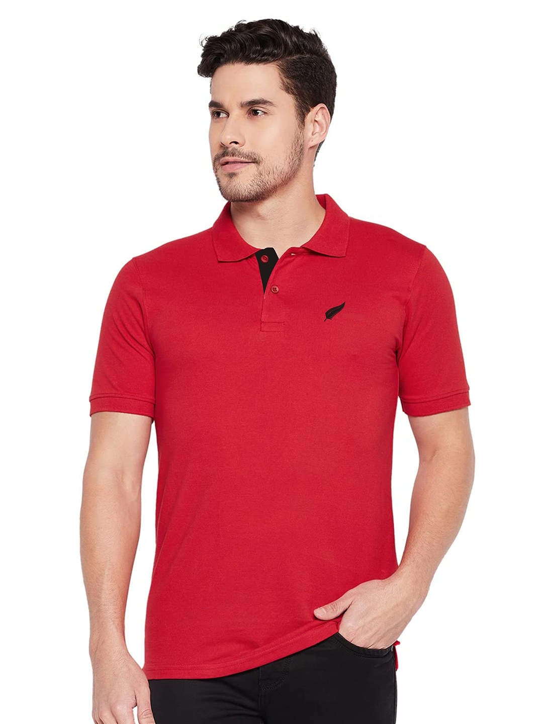 

Polo Plus Men Polo Collar Bio Finish T-shirt, Red