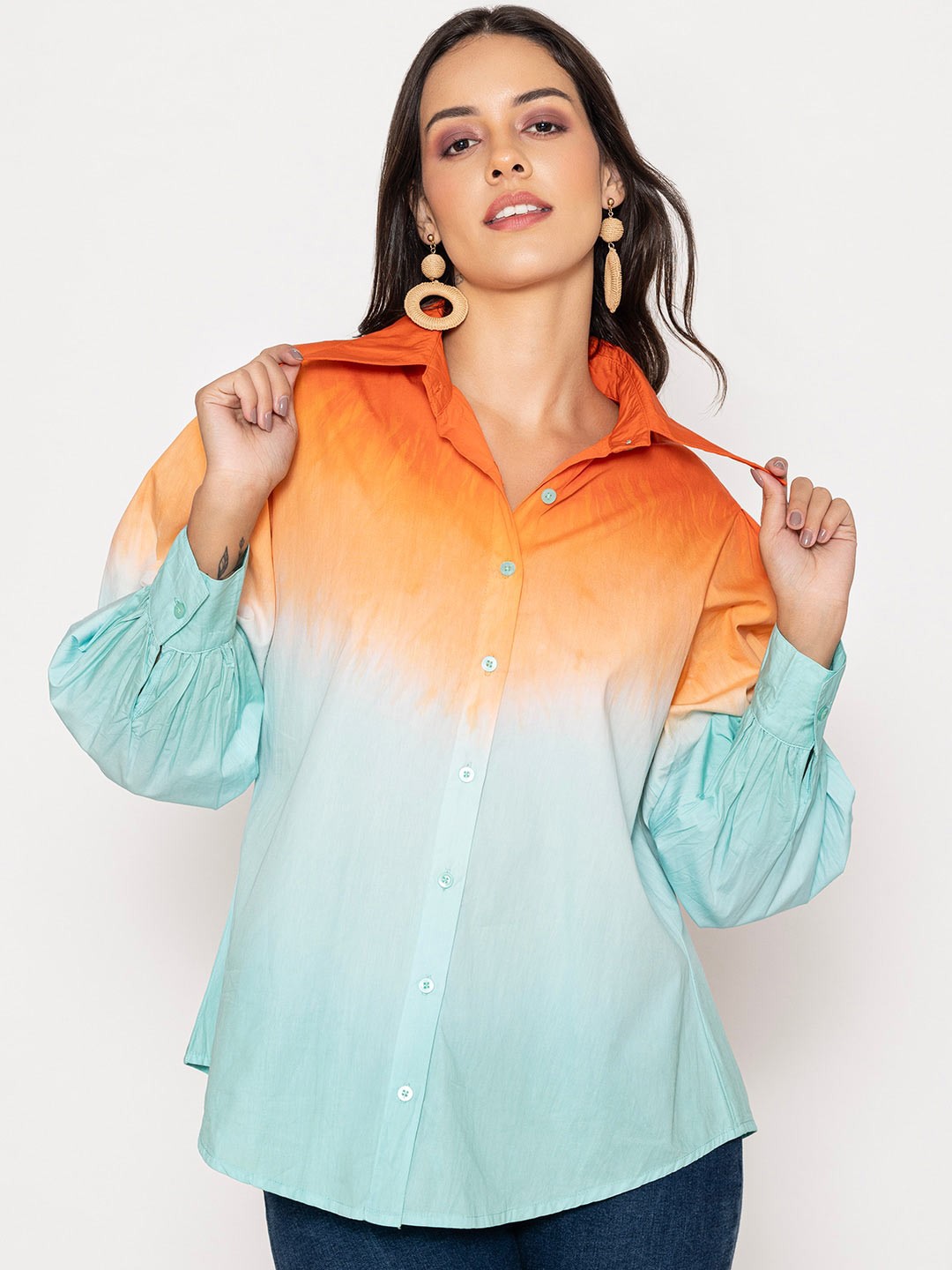

Lounge Dreams Women Relaxed Opaque Printed Casual Shirt, Orange