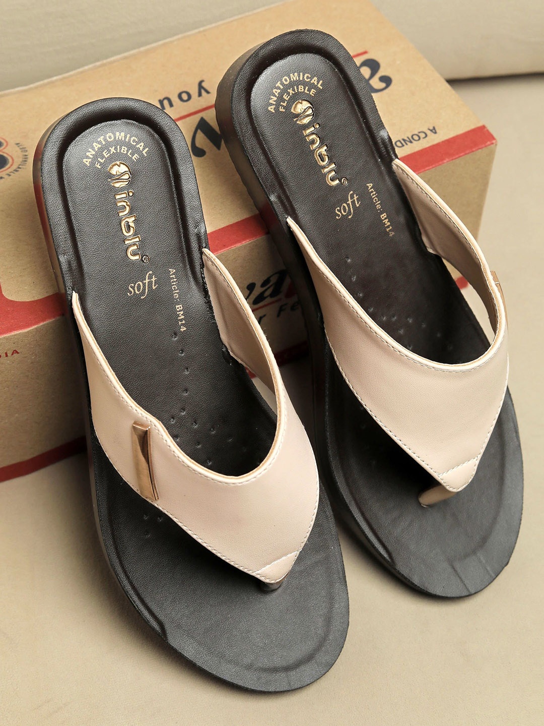 

Inblu Women Textured Open Toe Flats with Western - Embellished, Cream