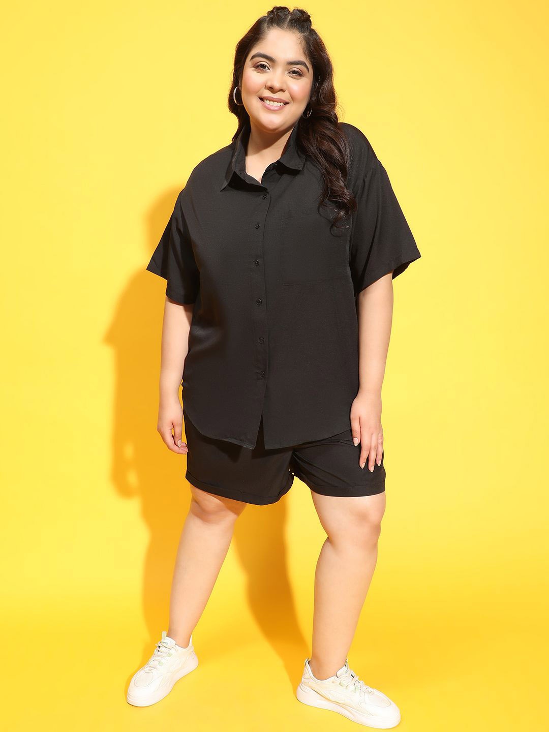 

Oxolloxo Shirt With Shorts Co-Ords, Black