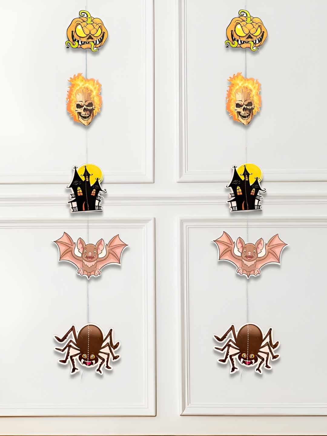 

Special You 2 Pcs Orange Halloween Patterned Garland Wall Hanging Festive Decor