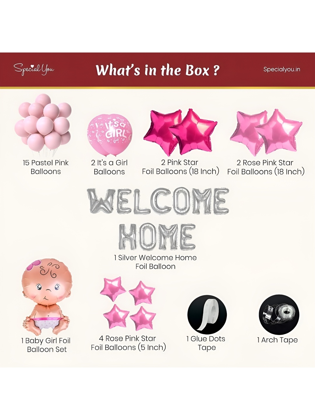 

Special You 29 Pcs Pink & Silver patterned Festive Decor