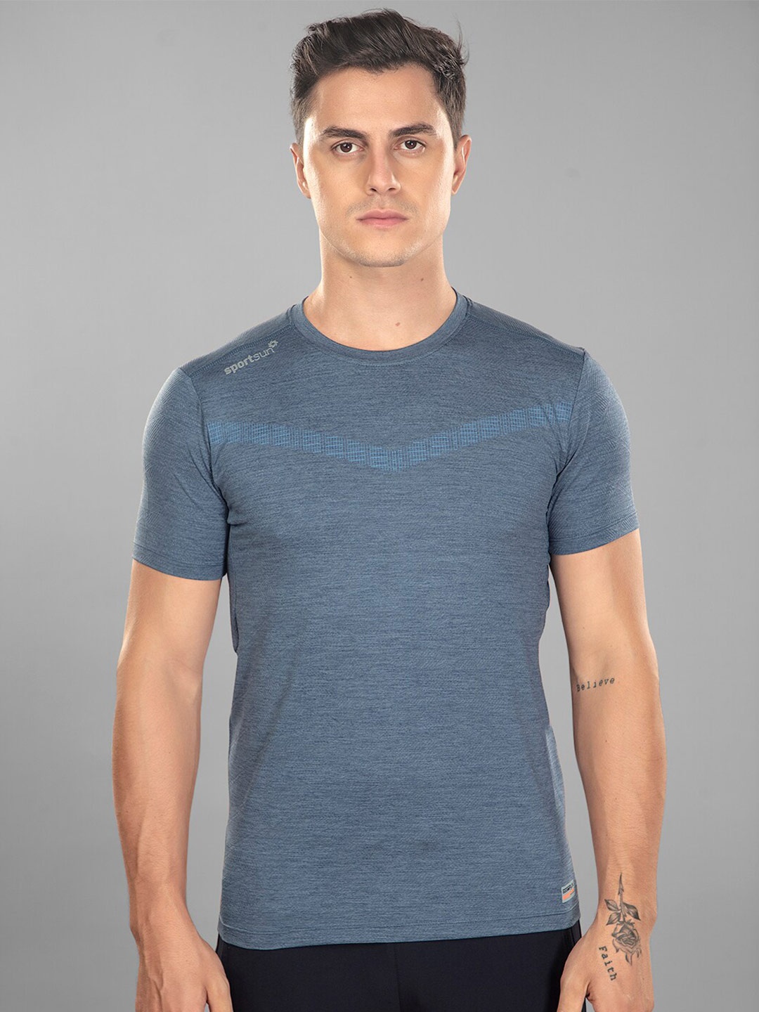 

SPORT SUN Men Sports Regular Sleeves T-shirt, Blue