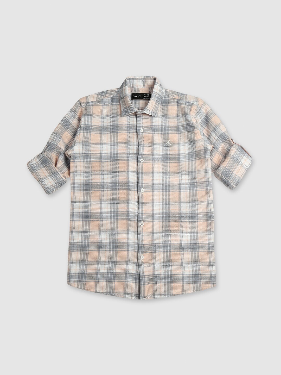 

CAVIO Boys Comfort Tartan Checks Opaque Checked Casual Shirt, Peach