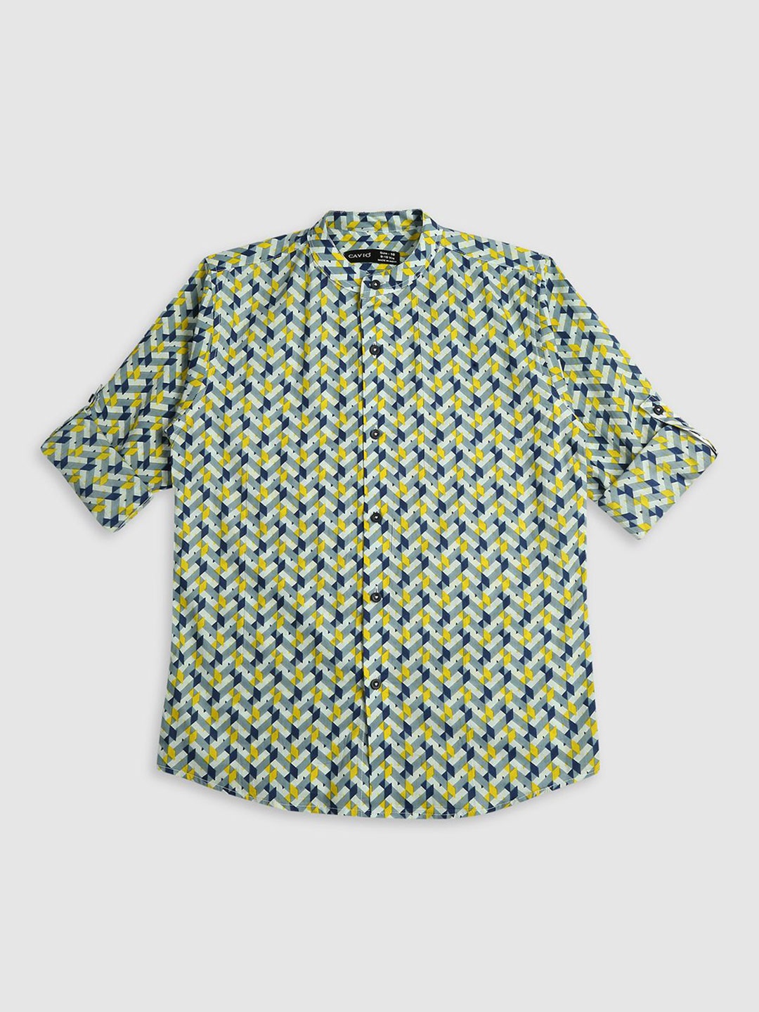 

CAVIO Boys Comfort Opaque Geometric Printed Cotton Casual Shirt, Grey