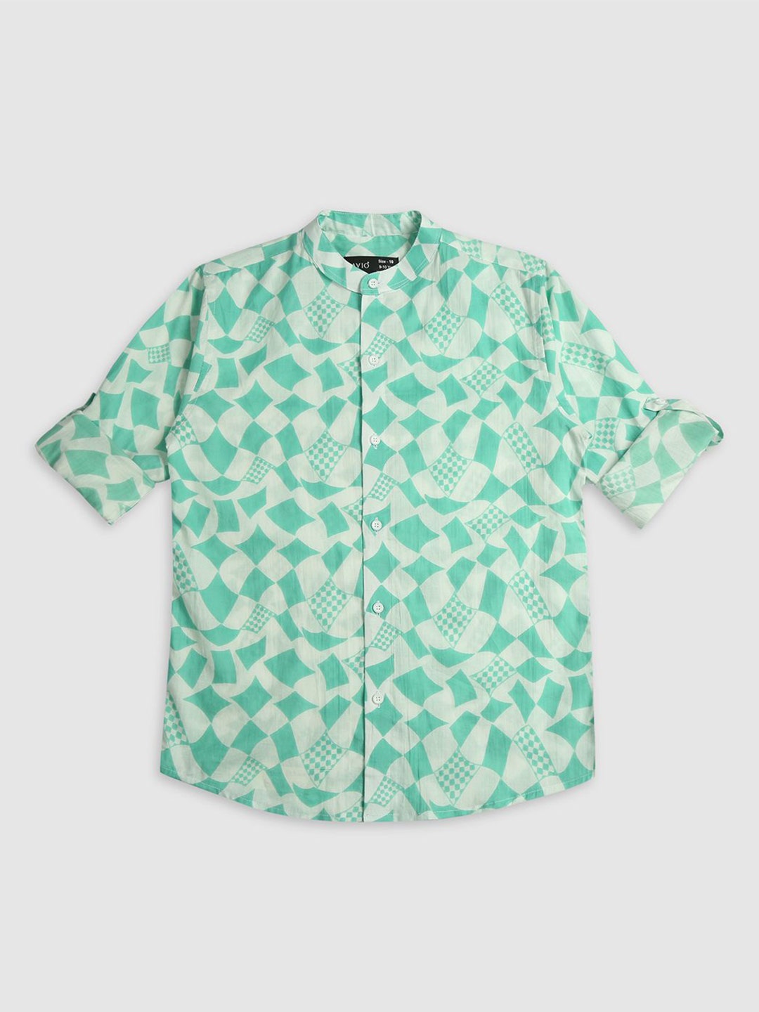 

CAVIO Boys Comfort Abstract Opaque Printed Cotton Casual Shirt, Sea green