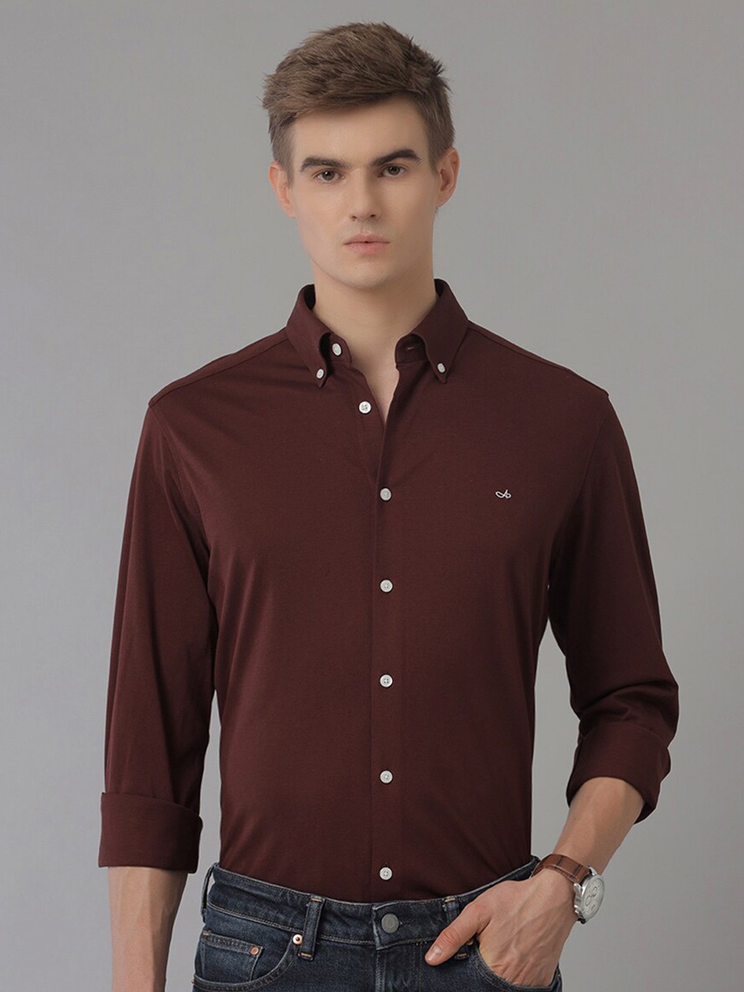 

Aldeno Comfort Button-Down Collar Cotton Casual Shirt, Maroon
