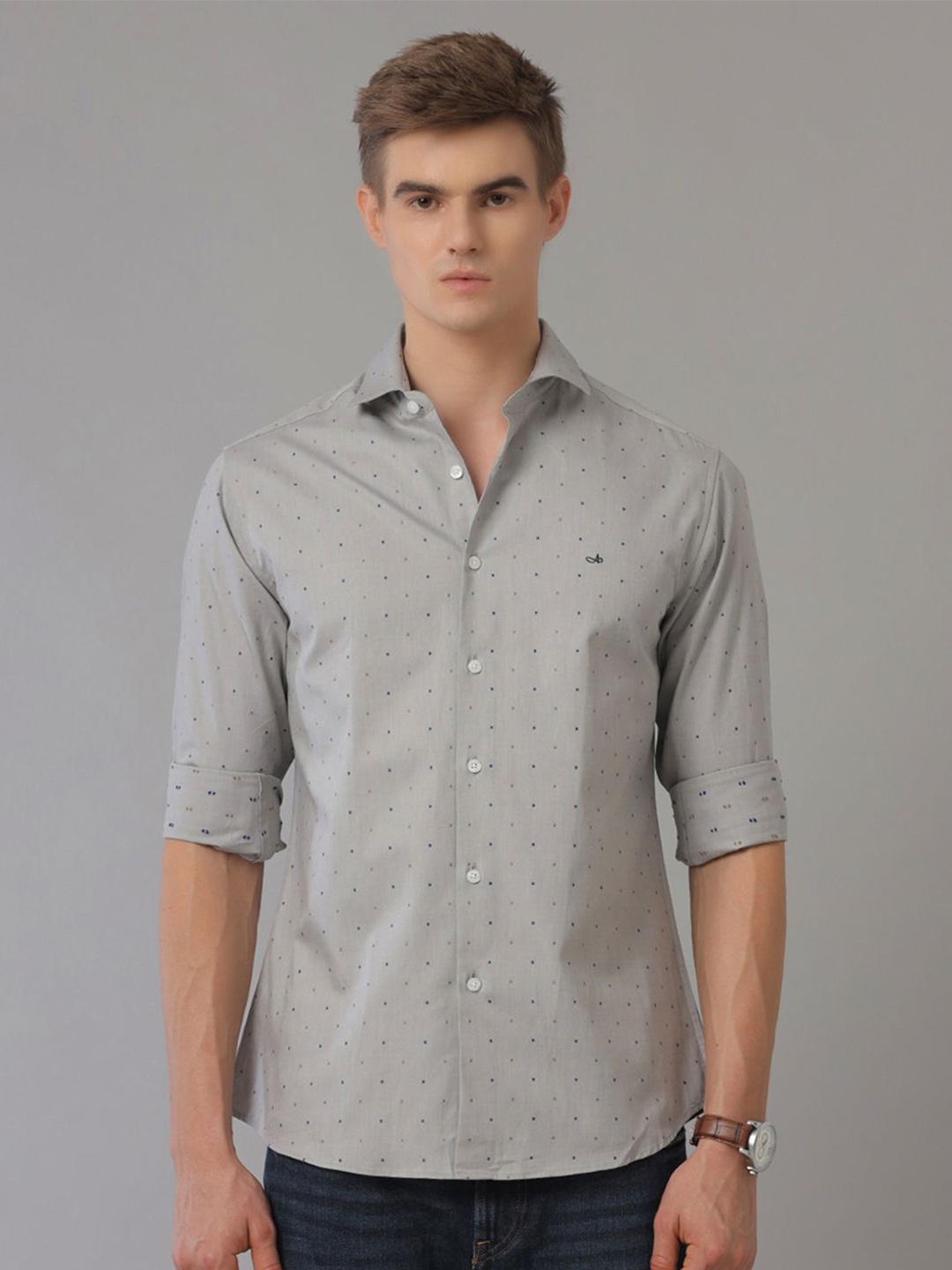 

Aldeno Comfort Textured Printed Cotton Casual Shirt, Grey