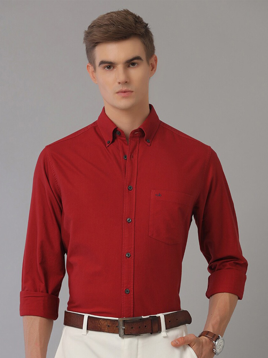 

Aldeno Comfort Button-Down Collar Oxford Cotton Casual Shirt, Red