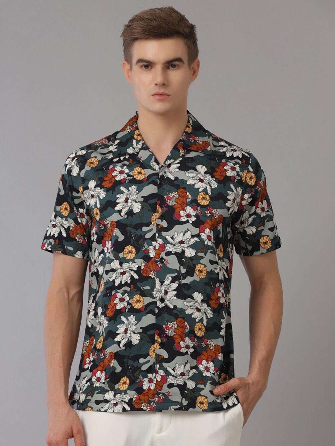 

Aldeno Comfort Floral Printed Cotton Casual Shirt, Green