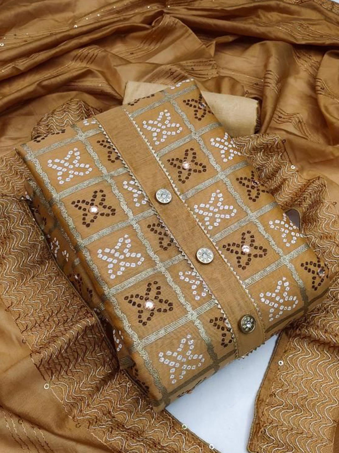 

Dori Embroidered Pure Silk Unstitched Dress Material, Beige